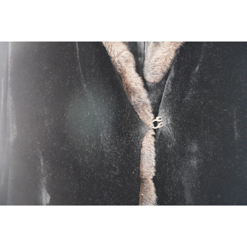 Vintage Borgazia Faux Fur Coat Luxurious Deep Pile Black/Brown Sz 12 Winter Chic - Picture 2 of 8